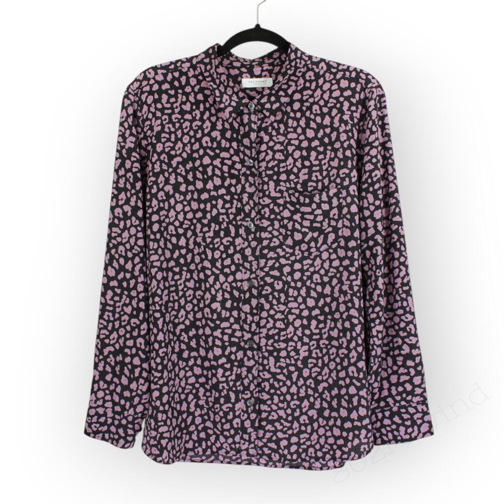 XL Equipment Femme Leema with Pocket 100% SILK Blouse AnimalPrint - Picture 9 of 11